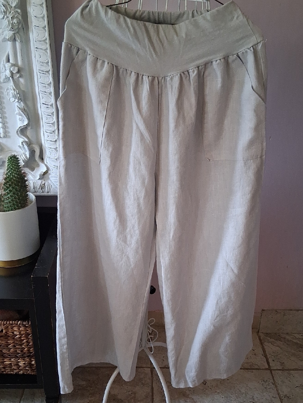 Gigi Moda Italy Wide Leg Linen Pants - Lagenlook Boho Chic - One Size